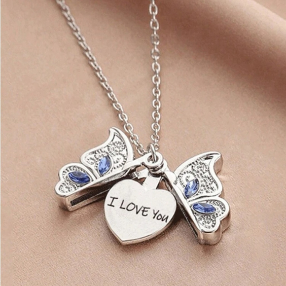 ⚠️Clearance Gold And Silver Butterfly I Love You Pendant Necklace - Picture 2 of 4